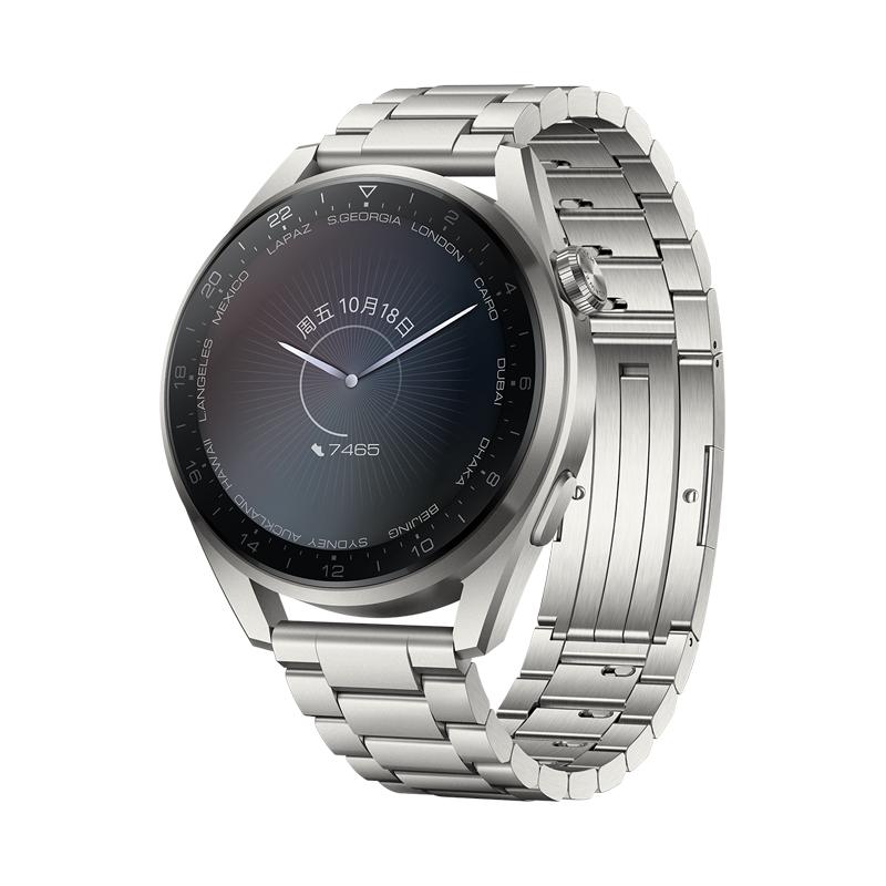 华为(HUAWEI)华为 watch 3 Pro 48mm 钛金属材质 eSIM独立通话智能手表 银色