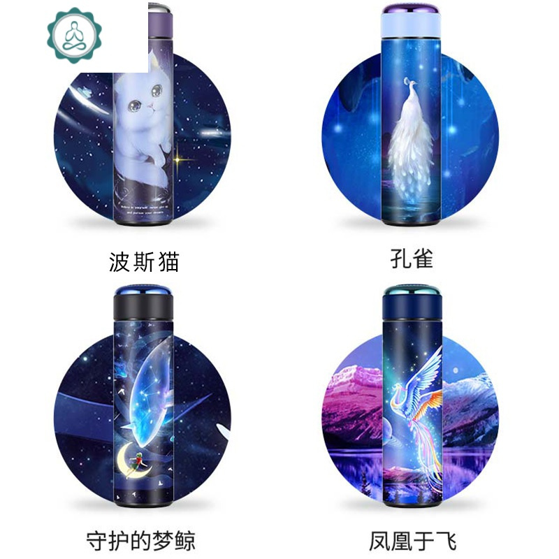 可爱猫保温杯女学生ins简约清新森系创意萌个性潮流网红304水杯子 封后 【蓝猫480mL】梦幻保温杯_753