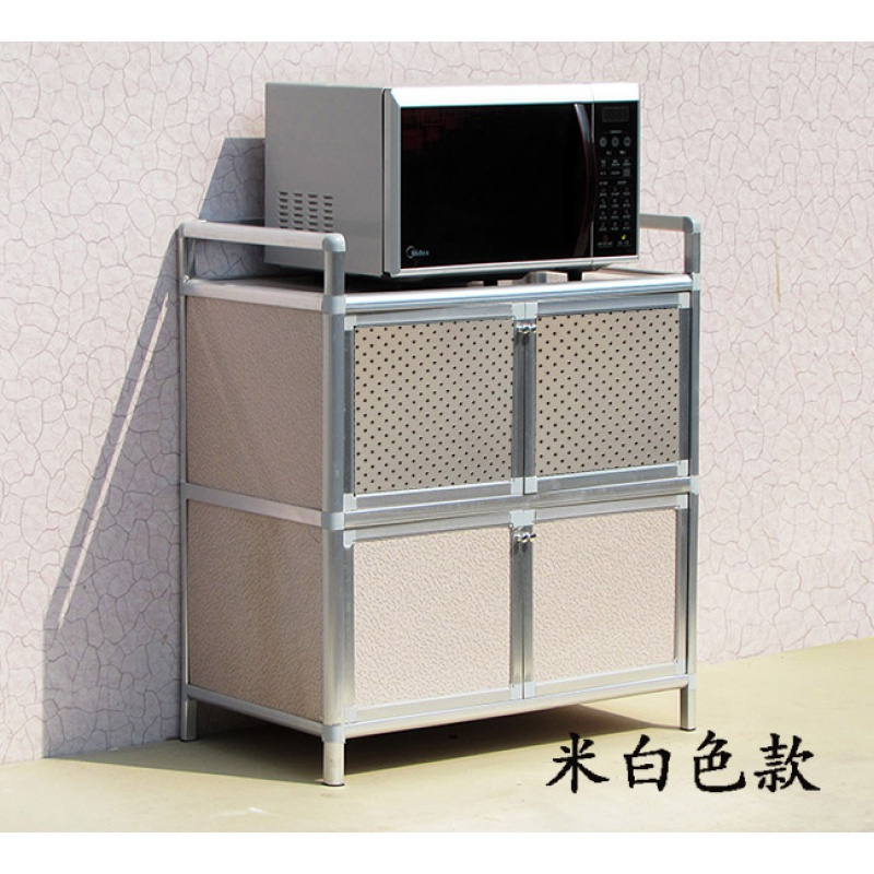 出租房屋厨房闪电客小户型餐边柜简易灶台可移动橱柜双碗柜家用经济型 米白色四层8门标准款62x35x137 双门__663