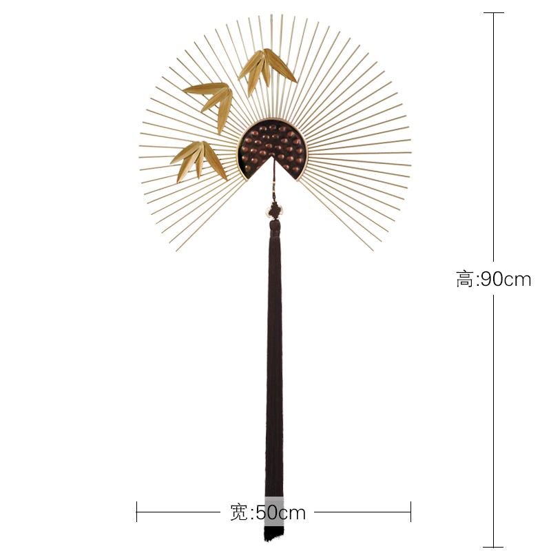 新中式墙饰墙上挂饰背景墙扇子创意铁艺壁挂客厅玄关墙面装饰挂件 三维工匠 50CM直径