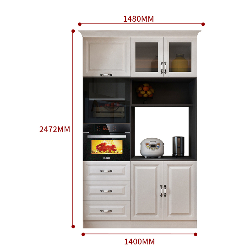 现代简约组合酒柜闪电客靠墙欧式餐边柜北欧客餐厅整体定制嵌入式烤箱柜 D款:长2680*宽570*高2472（烤箱_140