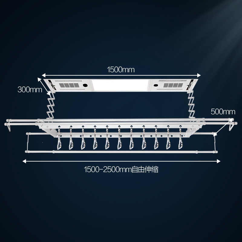 集成吊顶如华福禄嵌入式电动晾衣架家用升降内嵌式阳台晾衣机(cCk)_9