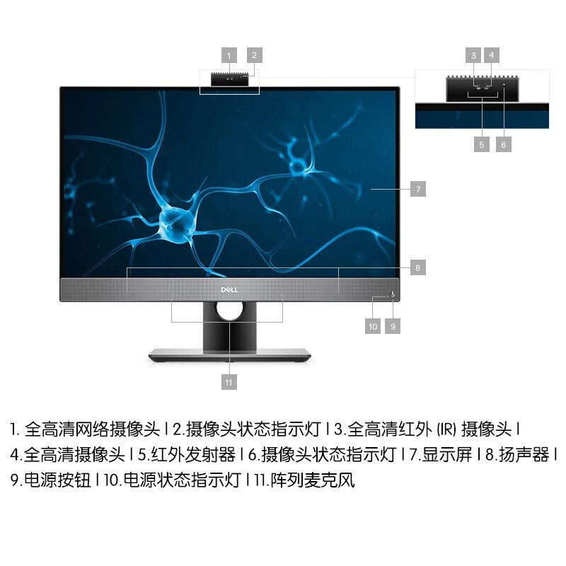 戴尔(DELL)Optiplex7780 商用一体机电脑 27英寸微边框大屏台式机 I9-10900/16G/256G