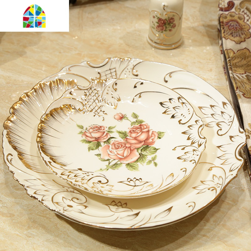 自选组合欧式餐具套装家用碗碟碗盘套装陶瓷象牙骨瓷米饭碗汤碗 feng