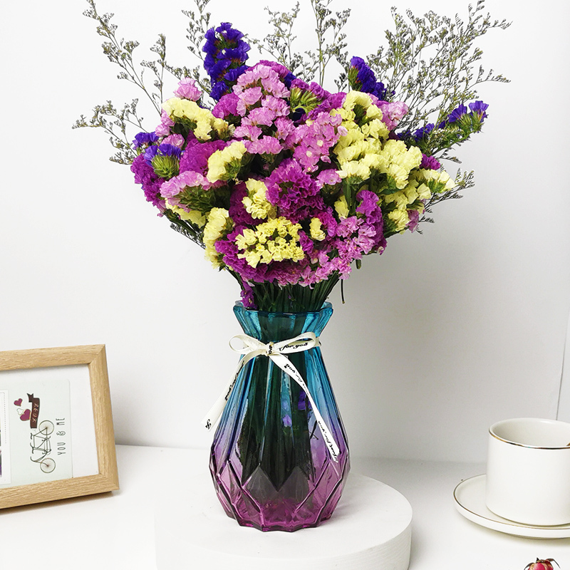 勿忘我满天星干花花束真花风干天然客厅装饰摆件家居摆设带花瓶 feng