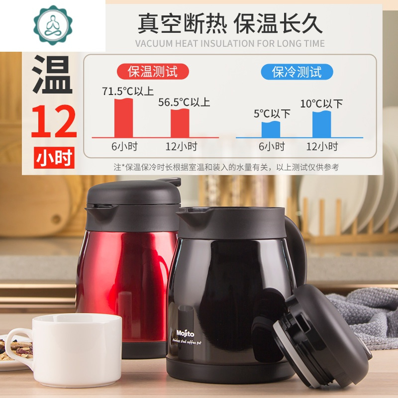 日本保温壶小号咖啡壶家用304不锈钢女办公下午茶壶热水瓶 封后 800ml-牛油果绿-新款