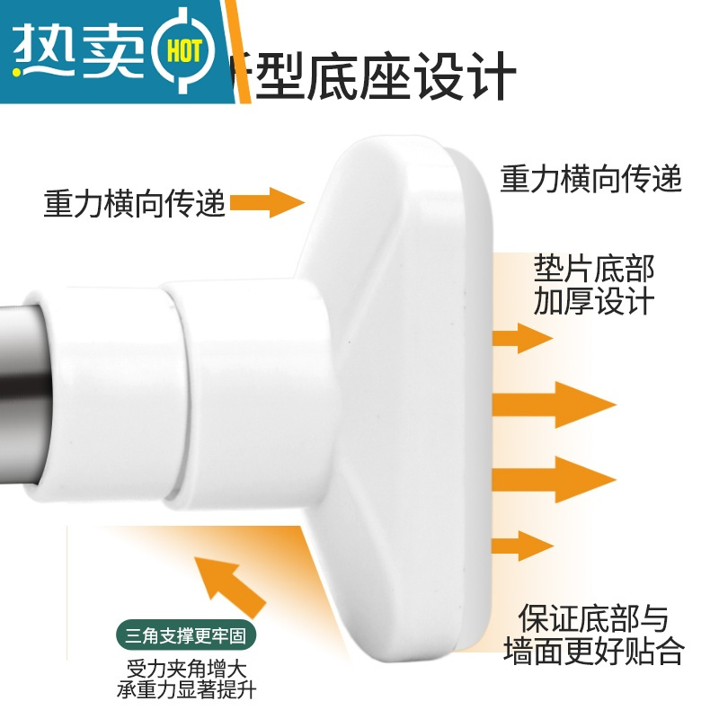 XIANCAI免打孔衣柜挂衣杆架晾衣杆卫生间浴帘杆窗帘杆浴室支撑杆子 【基础款22管径，管壁0.3MM】50-80CM【