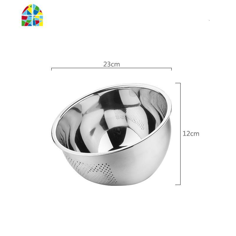 洗米神器淘米篮家用304不锈钢漏米筛加厚淘米盆洗菜篮子水果篮蓝 FENGHOU 银色_841