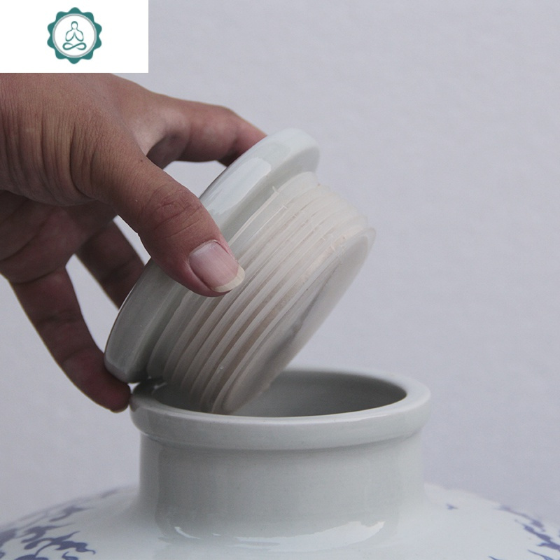 景德镇青花瓷酒坛盖子陶瓷酒瓶家用窖藏泡酒缸子密封坛盖带胶垫 封后