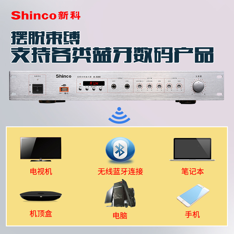 新科(Shinco) PT001家用会议音箱套装一拖二KTV演出功放机音响话筒 功放+8寸音箱+调频话筒