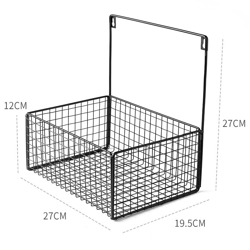 卫生间墙上单层置物架免打孔厕所浴室收纳架壁挂架洗漱台铁收纳篮 三维工匠 【基础款】铁艺收纳筐【黑色】