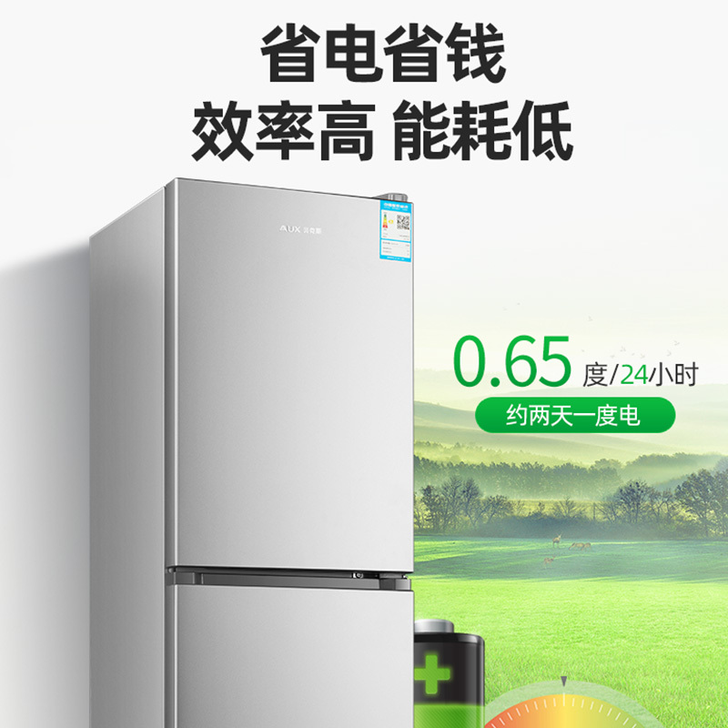 银色双门-98升（全国售后） 奥克斯升大容量电冰箱家用小型双开门宿舍租房用静音节能ND2Y09