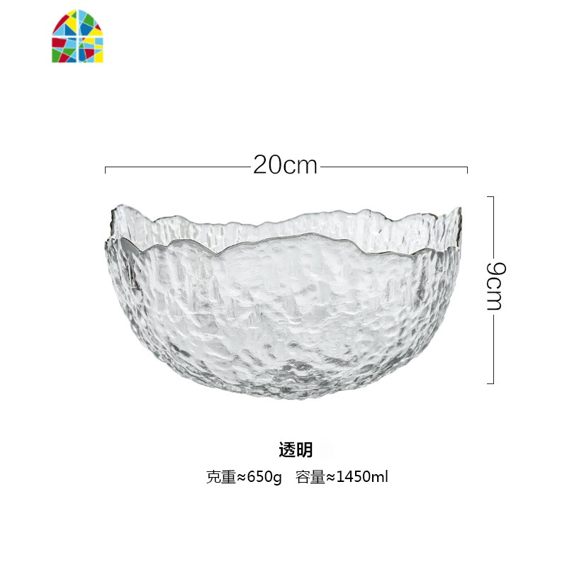 日式创意不规则大号玻璃碗蔬菜水果盘沙拉碗汤碗甜品碗茶洗 FENGHOU 透明金边