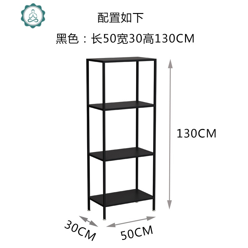 简约电视墙置物架多层简易隔板沙发后玄关装饰架客厅铁艺落地书架 封后 黑色：长80宽30高130CM_438