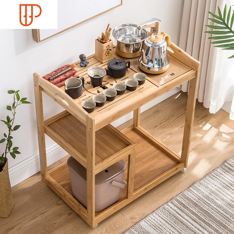 移动茶车茶台乌金石茶盘家用简约自动上水功夫茶具套装阳台小茶桌