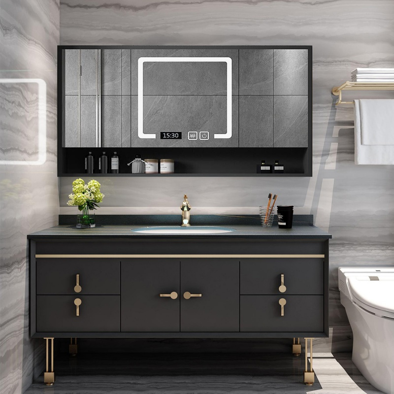 岩板浴室柜闪电客现代轻奢卫生间洗漱台洗脸洗手台盆柜组合智能卫浴