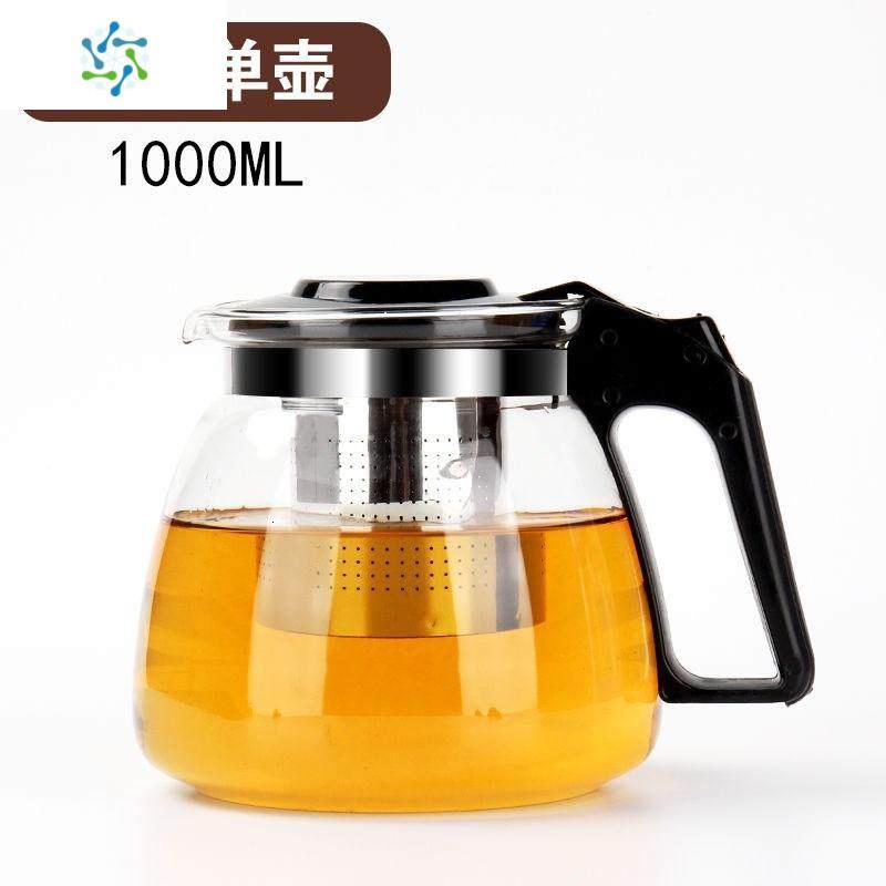 套带过滤.耐高温玻璃花水壶冲茶器茶壶茶具大容量家用茶壶泡茶壶 三维工匠 黑色泡茶壶单壶1000ml_653