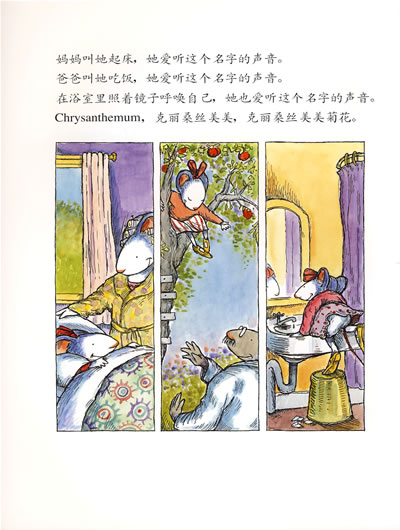 爸爸妈妈为新生的小宝宝取了一个名字叫克丽桑丝美美(chrysanthemum)