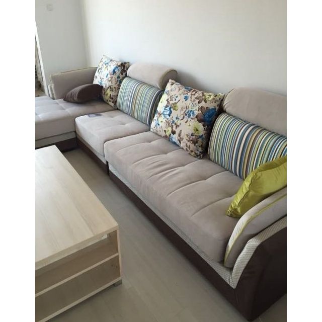 双虎家私 现代沙发 布艺沙发组合 三人/双人沙发 客厅家具tb019 咖啡