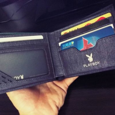 playboy花花公子 男头层牛皮时尚休闲钱夹 拼接横款钱包paa9853/63/73