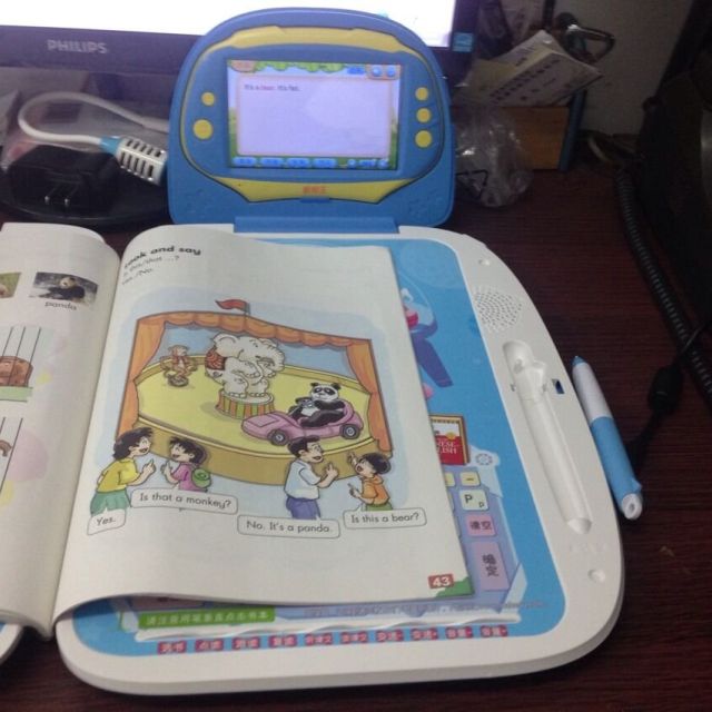 诺亚舟家教王点读机ne600蓝色儿童电脑点读机幼教点学二合一5寸行业最