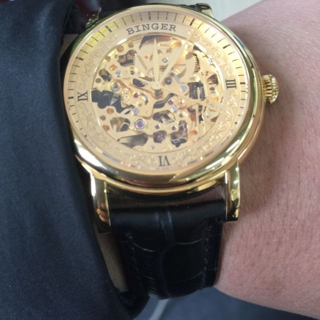 瑞士宾格手表binger新款自动机械表男士手表时尚前后镂空视觉冲击男表