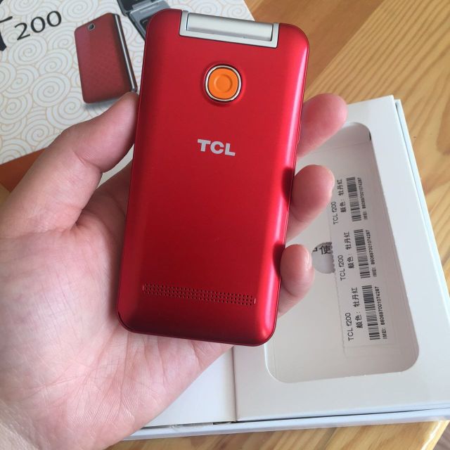 tcl手机f200骨传导老人手机牡丹红