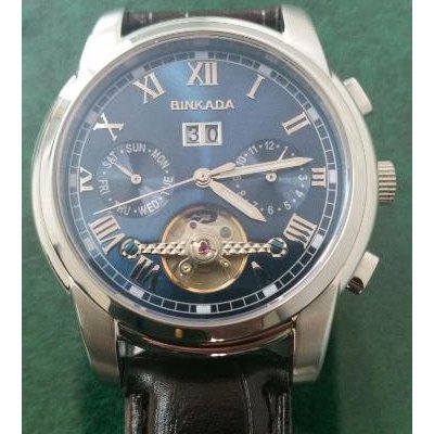 宾卡达(binkada)手表 精钢带防水男士腕表 夜光多功能全自动机械表