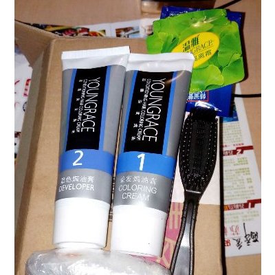 温雅 染发焗油膏植物染发剂一梳黑 自然黑色100mlx2支