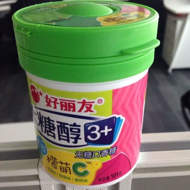 好丽友orion无糖口香糖木糖醇3超檬味苹果味蜜桃味101g瓶新老包装交替