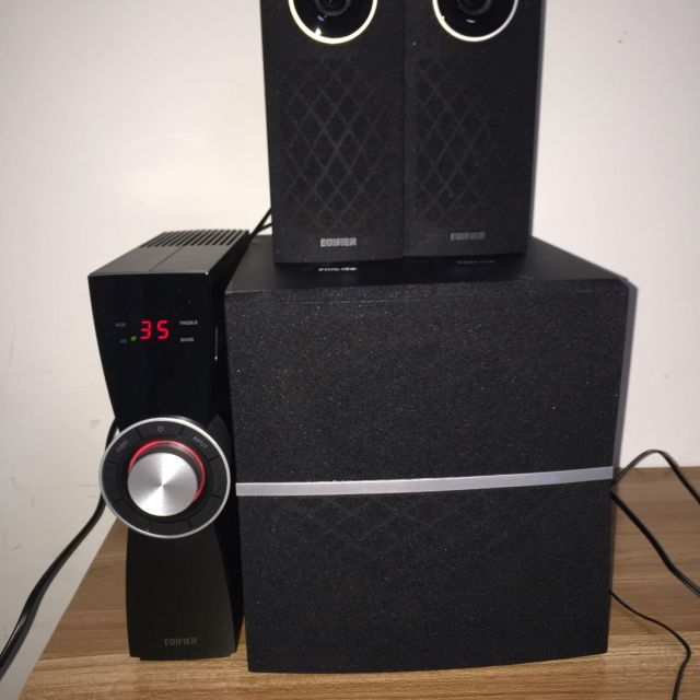 漫步者(edifier) c2x木质电脑音箱低音炮 2.1声道多媒体有源音响 黑色