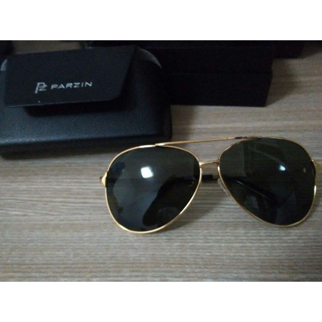 帕森parzin 男士时尚经典蛤蟆镜 偏光太阳镜男士 驾驶墨镜 8009 金