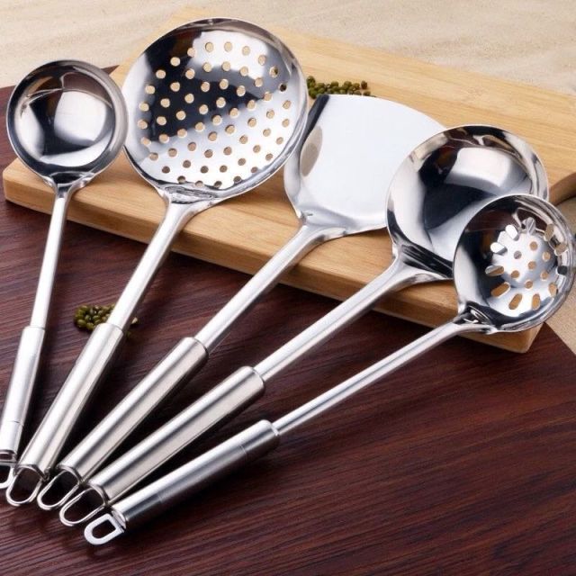 拜格不锈钢家用厨房厨具套装五件套炊具火锅勺套装