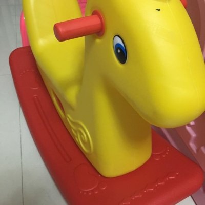 鸿贝 摇马塑料儿童木马幼儿园户外玩具 黄色