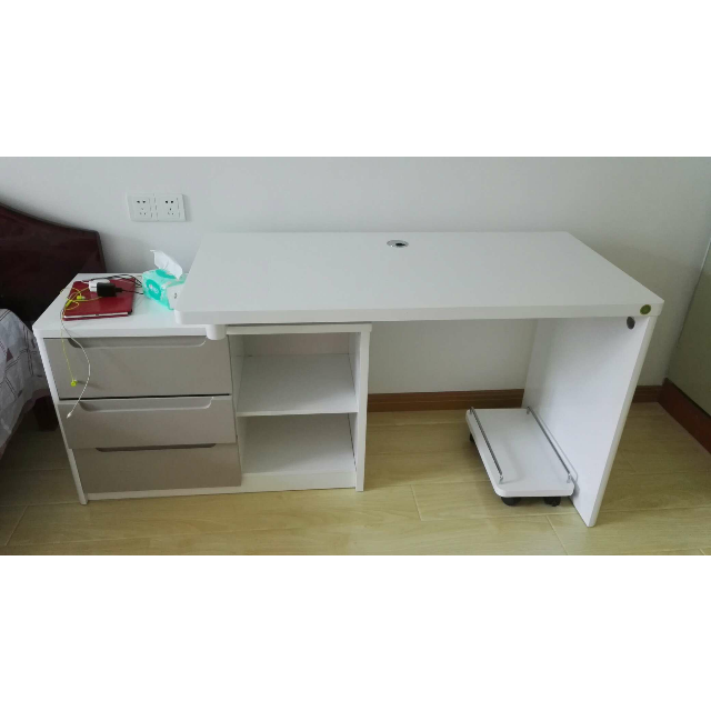 全友家居书房家具白色可伸缩书桌卧室电脑桌台式写字台120321书桌不含