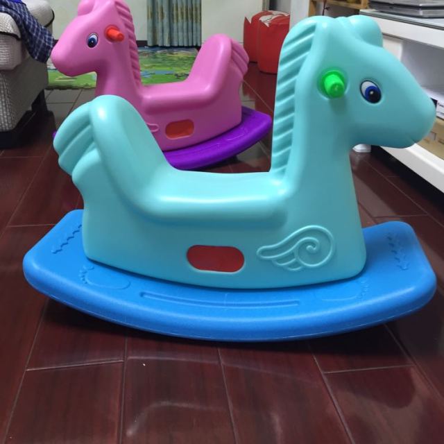 文博仕塑料儿童木马幼儿园户外玩具儿童摇马蓝色