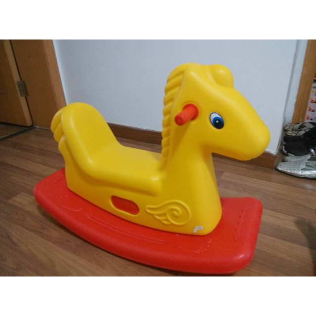 文博仕 塑料儿童木马幼儿园户外玩具儿童摇马 黄色