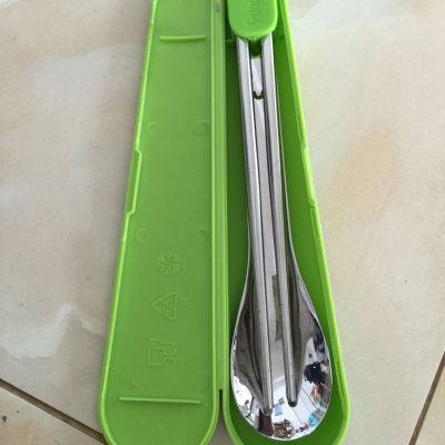 双枪(suncha)便携式旅行筷子 不锈钢筷勺便携筷 kz3197 荧光绿