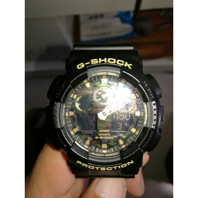 casio卡西歐手錶g-shock 大盤雙顯軍事風迷彩男表 ga-100cf-1a9防水