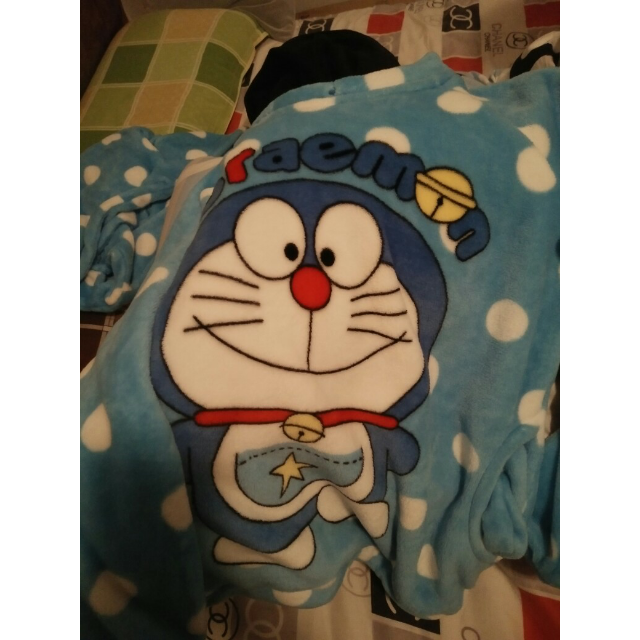 哆啦a梦 l月脚印 秋冬季加厚珊瑚绒睡衣女士长袖法兰绒套装可爱卡通女