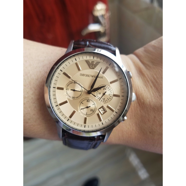 armani阿玛尼手表男士手表 超薄真皮皮带单眼石英个性潮流简约时尚