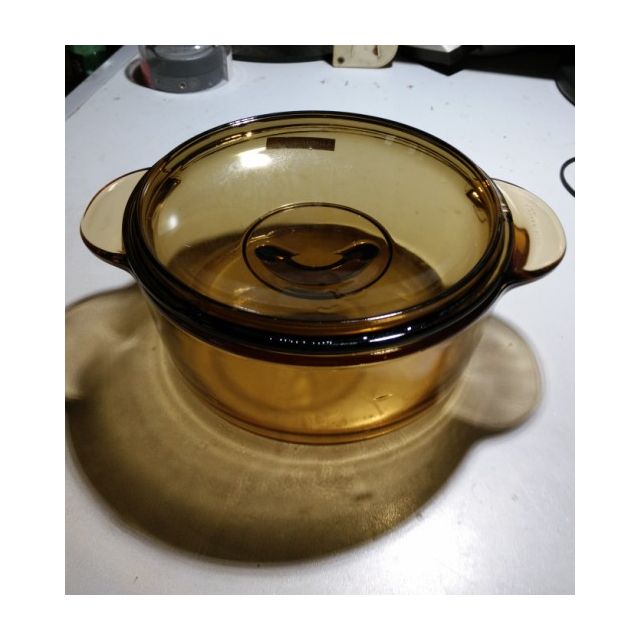 法国弓箭乐美雅琥珀透明玻璃直烧锅汤锅煎锅蒸锅1l(送隔热手套一副)