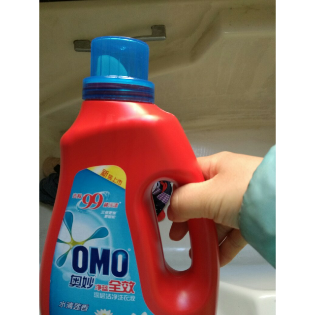 奥妙omo净蓝全效深层洁净洗衣液水清莲香1kg联合利华