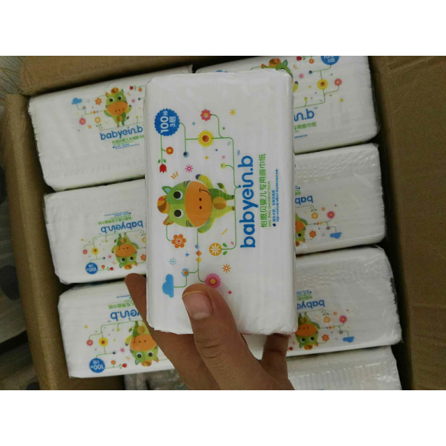 怡恩贝正品新生儿抽纸婴儿专用三层纸巾宝宝面巾纸100抽5包装