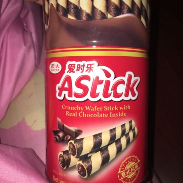 爱时乐astick注心饼干零食威化卷心酥巧可力味330g休闲零食办公室零食