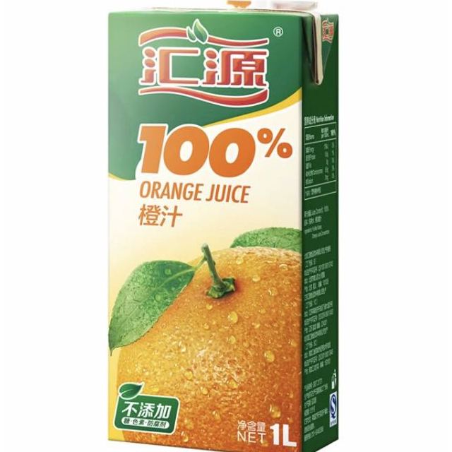 汇源100橙果汁1l盒