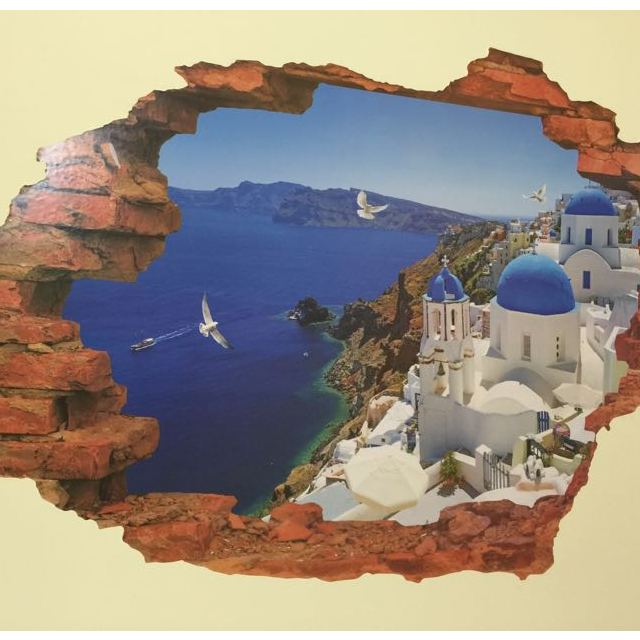 创意仿真立体风景画3d墙贴客厅卧室书房墙面装饰墙壁贴画自粘贴纸