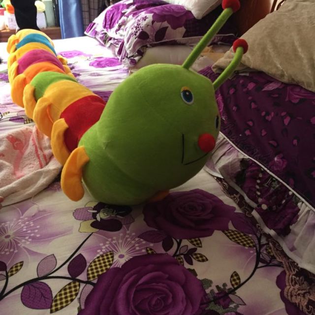 可兰薇 七彩毛毛虫 千年虫布娃娃 毛绒玩具大号公仔 毛毛虫抱枕 100cm