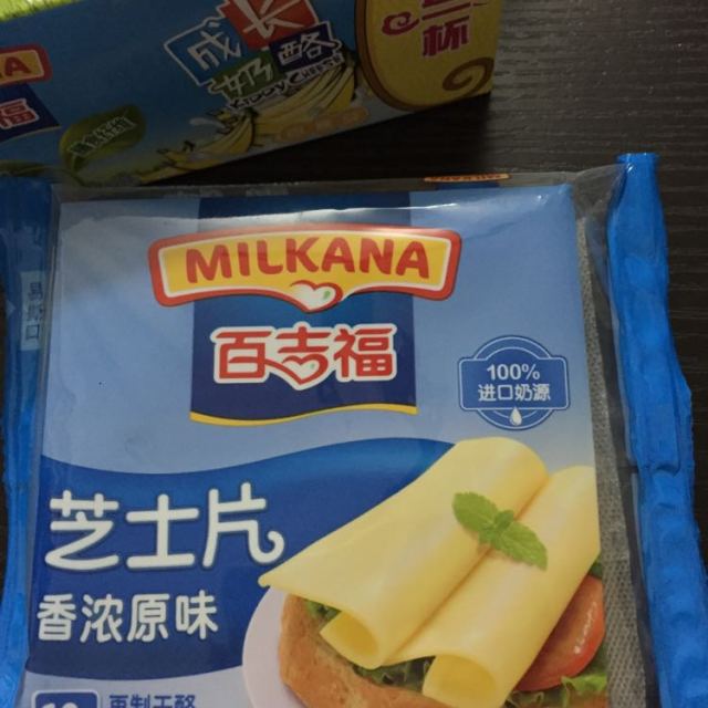 milkana百吉福芝士片減脂166g3三明治漢堡披薩起司烘焙點心原料cheese