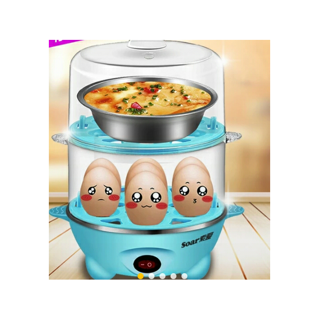 索爱(soar)双层多功能煮蛋器自动断电蒸蛋器不锈钢蒸蛋机迷你早餐机